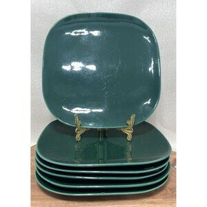 VINTAGE FRANCISCAN WARE 10 Inch SQUARE PLATES DARK GREEN Set Of 6